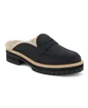 Toms Women's Cara Cozy Lug Sole Loafer Mule In Black Leather