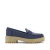 Toms Women's Cara Loafer Dark Sky Leather And Denim Flat In Blue