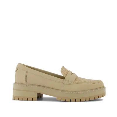 Toms Women's Cara Loafer Natural Almond Leather And Rafia Flat In Brown