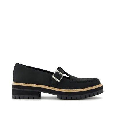 Toms Women's Cara Mary Jane Loafer Nubuck Leather Flat In Black