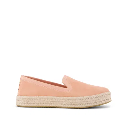 Toms Women's Carolina Espadrille Embroidered Bloom Suede Slip On In Pink