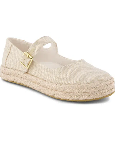 Toms Women's Carolina Espadrille Mary Jane Flats In Champagne Glimmer Canvas