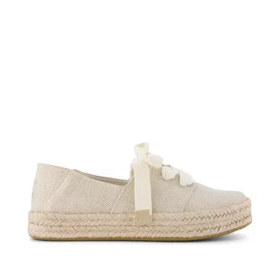 Toms Women's Carolina Lace-up Espadrille Champagne Glimmer Canvas In White