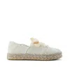 Toms Women's Carolina Lace-up Espadrille White Onyx Textured Denim In Multi