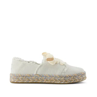 Toms Women's Carolina Lace-up Espadrille White Onyx Textured Denim In Multi