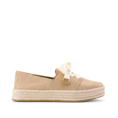 Toms Women's Carolina Lace-up Espadrille Bronze Crosshatch Suede