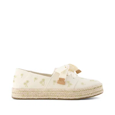 Toms Women's Carolina Lace-up Espadrille Metallic Embroidered Palm Trees In Multi