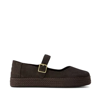 Toms Women's Carolina Mary Jane Espadrille Metallic Chocolate Brown Crosshatch Suede In Multi