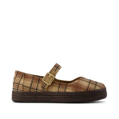 Toms Women's Carolina Mary Jane Espadrille Toffee Textured Plaid In Multi