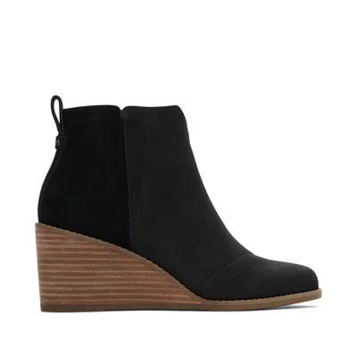 Toms Women's Clare Leather Wedge Boot In Black