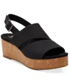 Toms Claudi Platform Wedge Sandal In Black Melange Woven