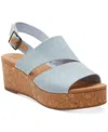 Toms Claudi Platform Wedge Sandal In Pastel Blue Washed Denim