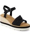 Toms Darya Platform Wedge Sandal In Black Heavy Canvas