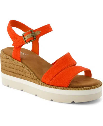 Toms Women's Darya Open Toe Wedge Sandals In Flame Two Tone Slub