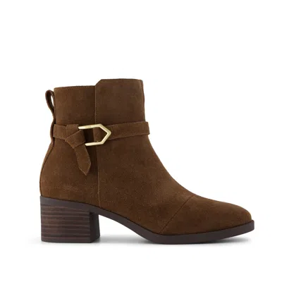 Toms Women's Delilah Buckle Ankle Boot Hot Cocoa Suede In Brown