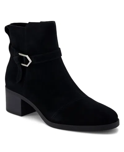 Toms Women's Delilah Buckle Ankle Booties In Black Suede