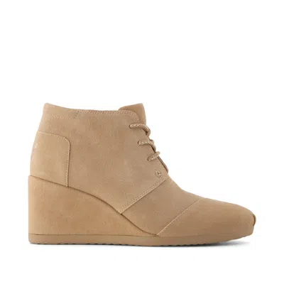 Toms Women's Desert Wedge Ankle Bootie Taupe Suede In Nude