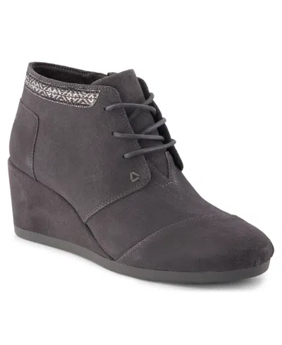 Toms Desert Lace-up Wedge Bootie In Gray
