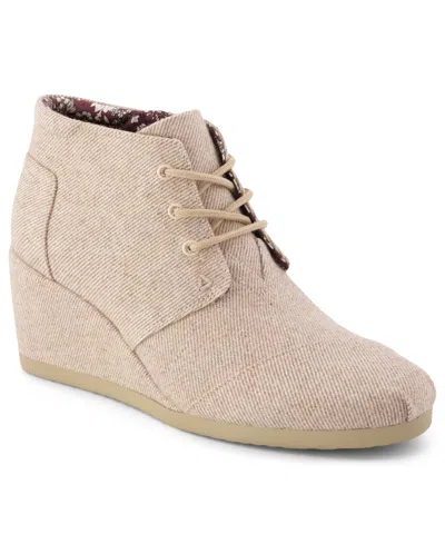 Toms Desert Lace-up Wedge Bootie In Neutral