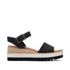 Toms Women's Diana Leather Wedge Sandal In Black