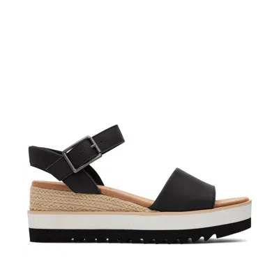 Toms Women's Diana Leather Wedge Sandal In Black