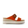 Toms Women's Diana Mule Buckle Wedge Sandal Flame Slubby Woven In Red