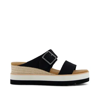 TOMS WOMEN'S DIANA MULE BUCKLE WEDGE SANDAL HEAVY CANVAS