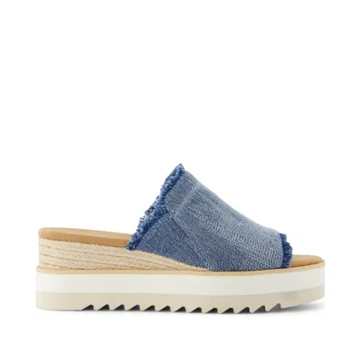 Toms Women's Diana Mule Wedge Sandal Dark Sky Textured Denim In Blue