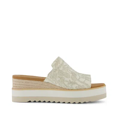Toms Women's Diana Mule Wedge Sandal Egret Botanical Eyelet In Multi