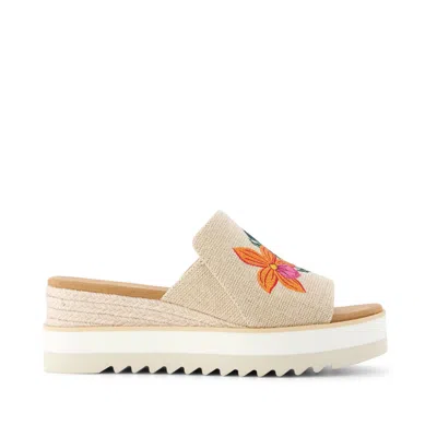 Toms Women's Diana Mule Wedge Sandal Embroidered Tropical Floral In Neutral