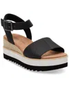 Toms Diana Platform Wedge Sandal In Black Leather