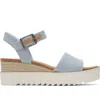 Toms Women's Diana Wedge Sandal In Pastel Blue Washed Denim In Blue
