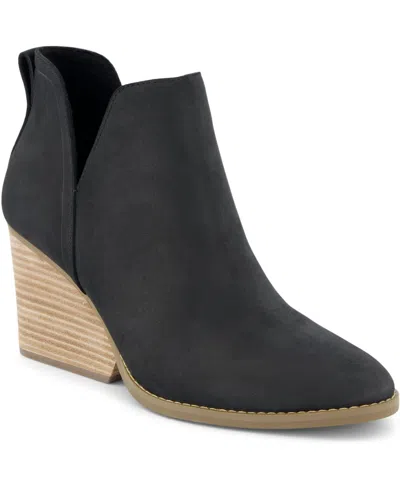 Toms Womens Almond Toe Block Heel Ankle Boots In Black Leather