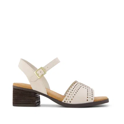Toms Women's Eloise Sandal Light Sand Perforated Leather In White