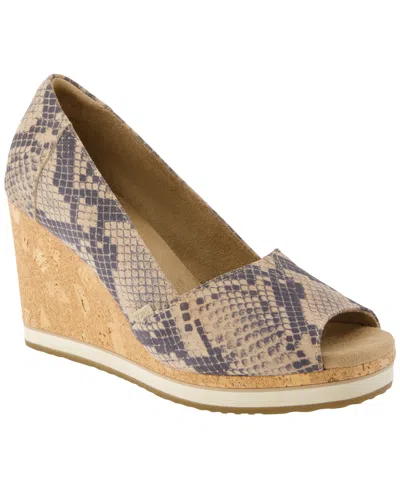 Toms Women's Essential Slip-on Wedge Sandals In Mid Taupe Snake Print Suede