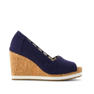 Toms Women's Essential Wedge Navy Heritage Canvas In Blue