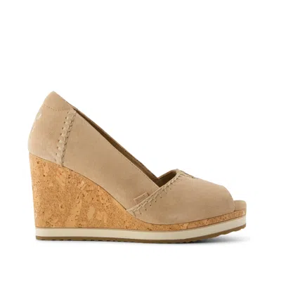Toms Women's Essential Wedge Taupe Deco Stitch Suede In Brown