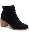 Toms Evelyn Lace-up Bootie In Black Suede