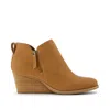 Toms Women's Goldie Leather Wedge Boot In Brown