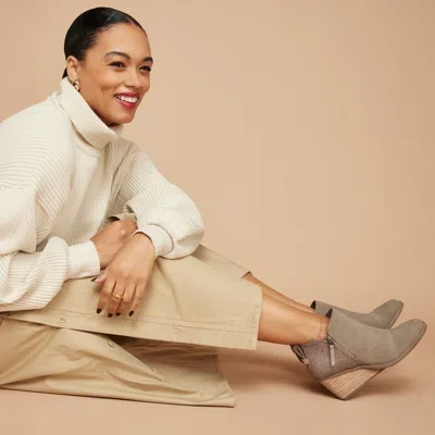 Toms Women's Goldie Natural Suede Rainbow Wedge Boot In Multi