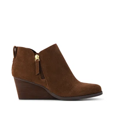Toms Women's Goldie Wedge Ankle Bootie Hot Cocoa Suede In Brown