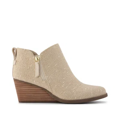 Toms Women's Goldie Wedge Ankle Bootie Natural Slubby Metallic Twill In Gold/natural