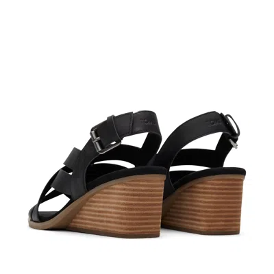 Toms Women's Gracie Leather Wedge Sandal In Black