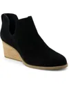 Toms Gwen 10021339 Boot Women Us 8.5 Black Suede Wedge Heel Ankle Bootie Zpo2356 In Black