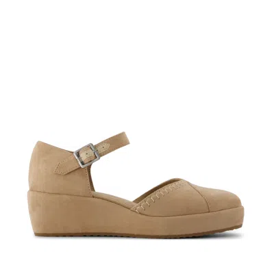 Toms Women's Gwyneth Wedge Taupe Deco Stitch Microsuede In Brown