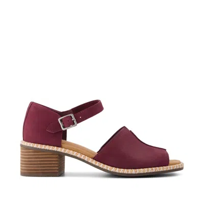 Toms Women's Ines Heel Burgundy Nubuck Leather In Red