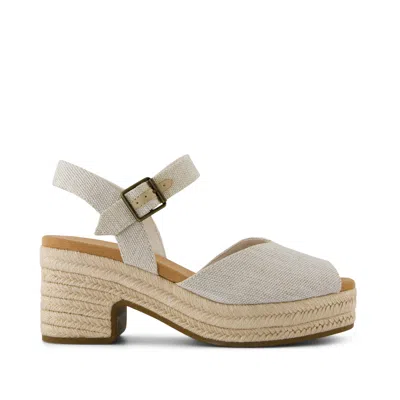 Toms Women's Isla Peep Toe Heeled Sandal Yarn Dye Slip On In Brown