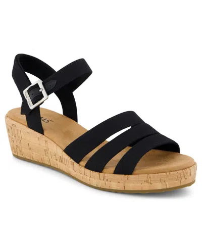 Toms Women's Julia Open Toe Wedge Sandals In Black
