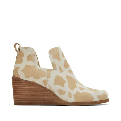 Toms Women's Kallie Wedge Bootie In Cow Print In Multi