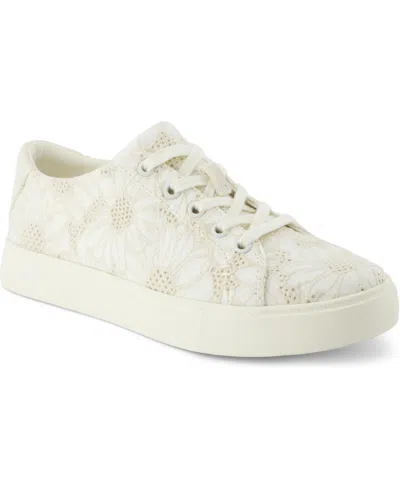 Toms Women's Kameron Lace Up Sneakers In White Oversized Floral Eyelet